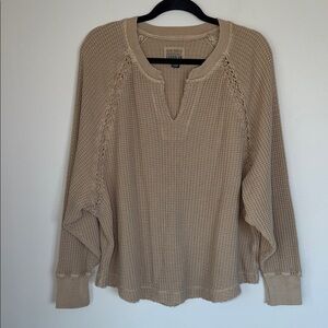 American Eagle Seriously Lived In Waffle Knit Oversized Sweatshirt
